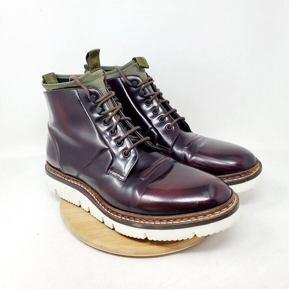 OAMC Compression Boots Mens 11 Burgundy Bull Leather‎ Lace Up Ankle Shoes Vibram main image 12